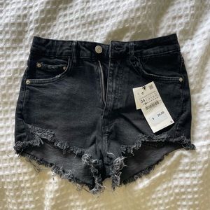 Zara High Rise Black Jean Shorts